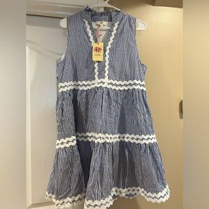 NWT Entro Blue White Dress, Size Large